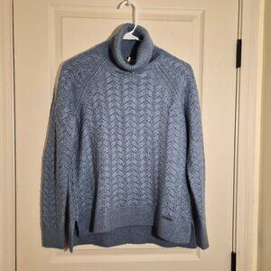 Michael Kors Light Blue Fisherman's Cable Knit Turtleneck Sweater Women's Small